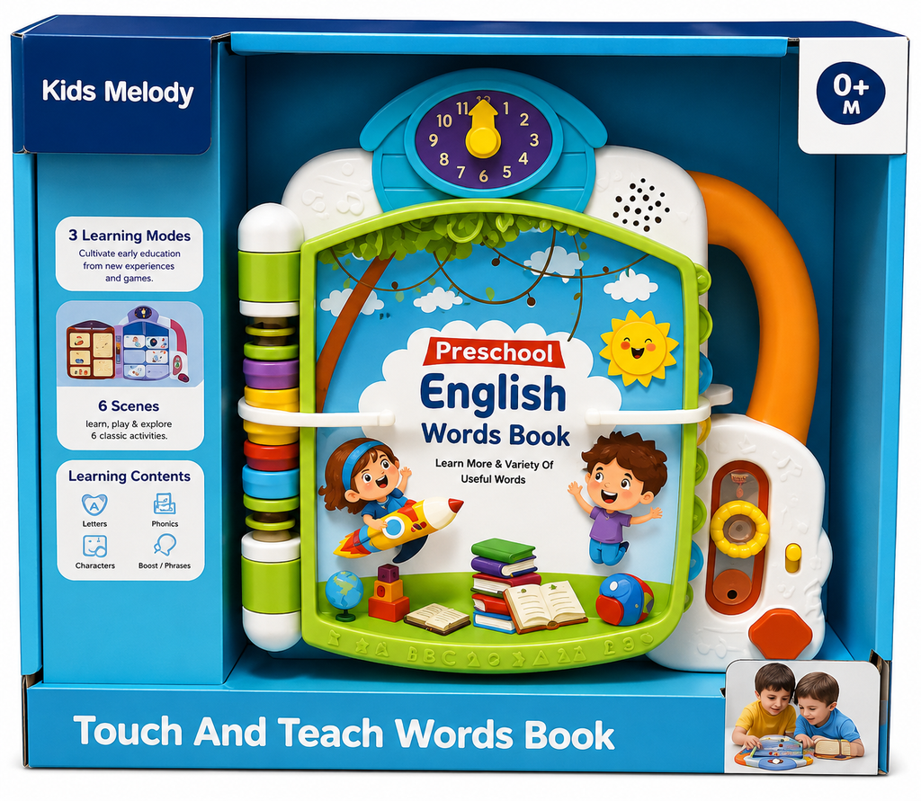 Kids Melody Touch & Teach Preschool English Words Learning Book – Interactive Educational Toy