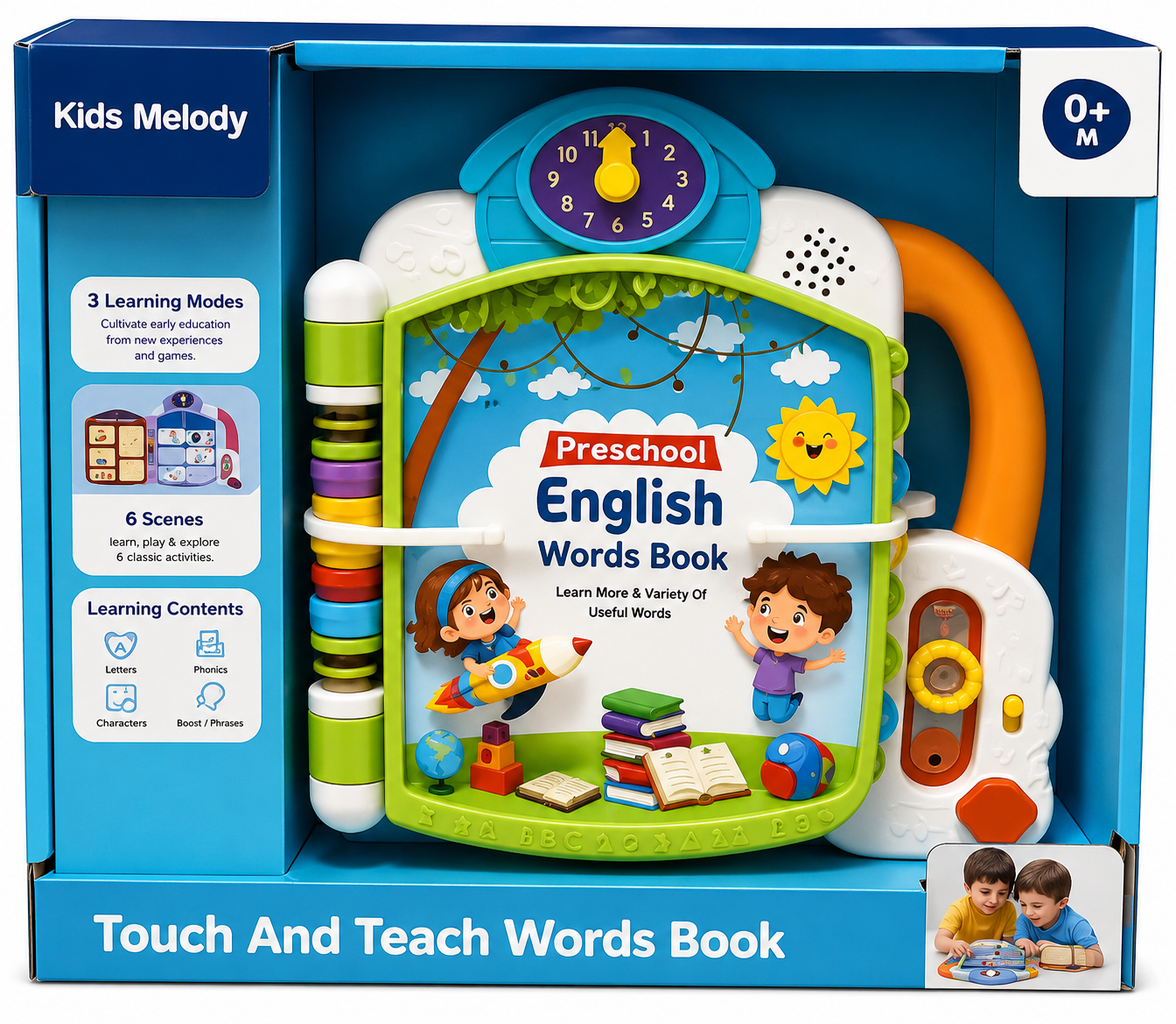 Kids Melody Touch & Teach Preschool English Words Learning Book – Interactive Educational Toy