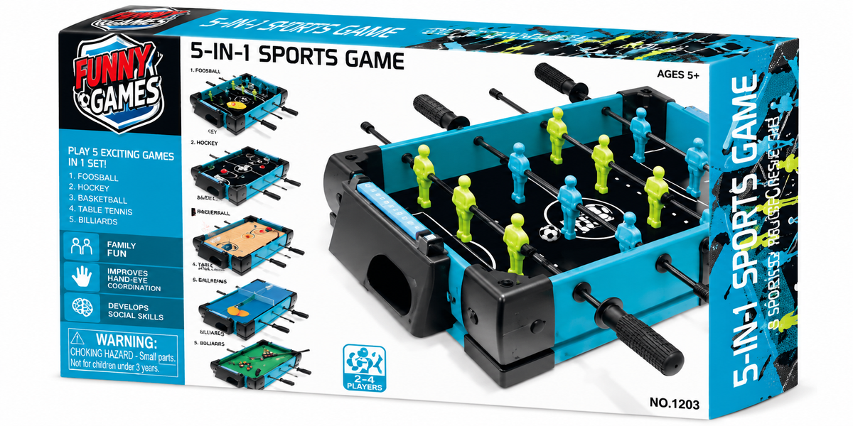 Playwell Innov8 Multi-Table Game Set, 5-in-1 Sports Games, Football