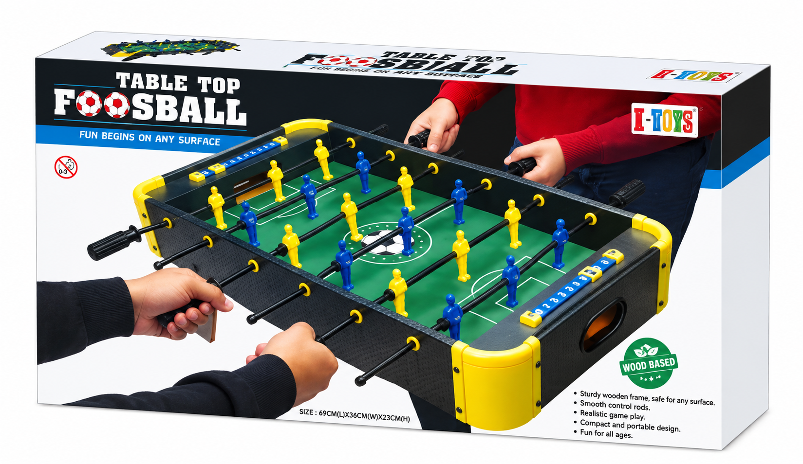 Itoys Table Top Foosball Game for Kids & Family Mini Football Soccer Game Multiplayer Indoor Game