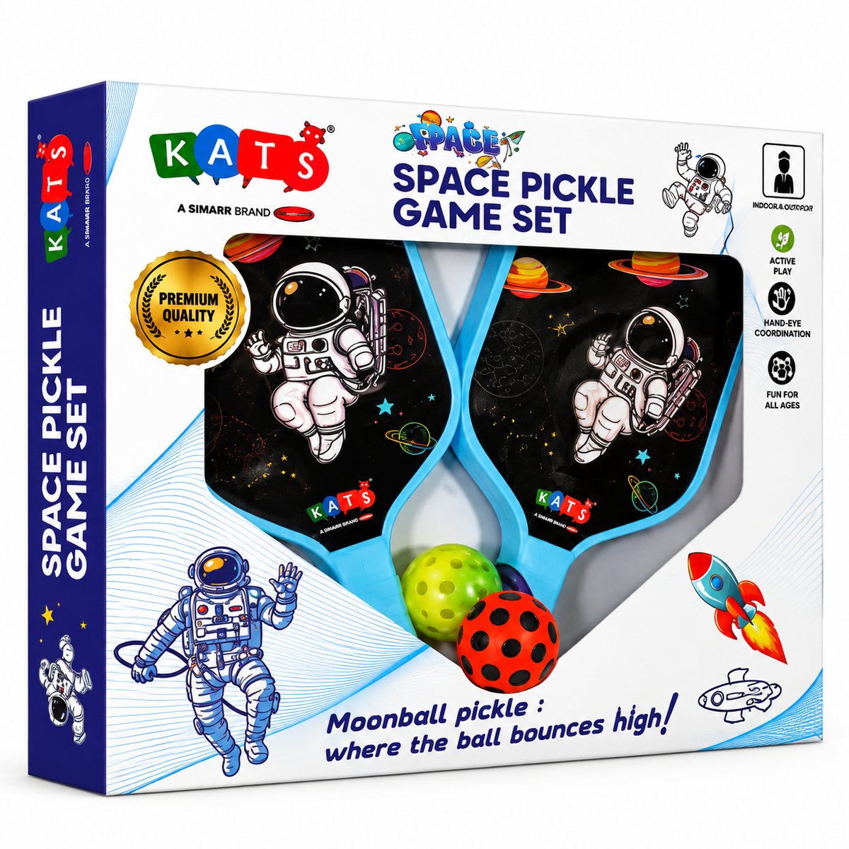 KATS Space Pickle Game Set – Space Theme Paddle Ball Game for Kids