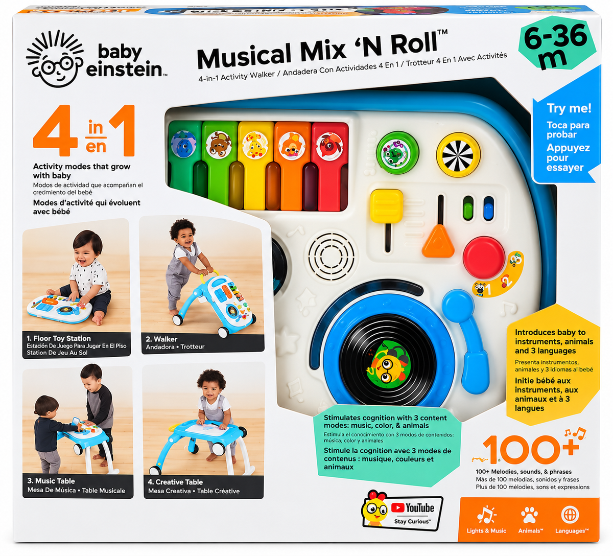 Baby Einstein Musical Mix ‘N Roll 4-in-1 Activity Walker & Music Table 6–36 Months