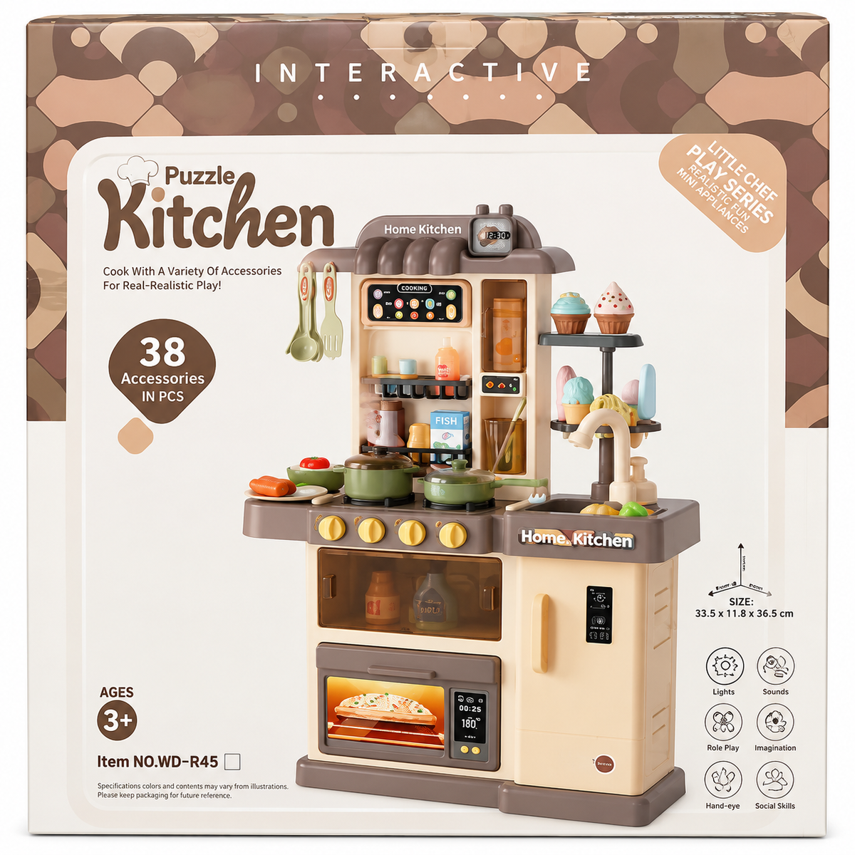 Interactive Puzzle Kitchen 38 Pcs Pretend Play Kitchen Set for Kids WD-R45 3+ Years