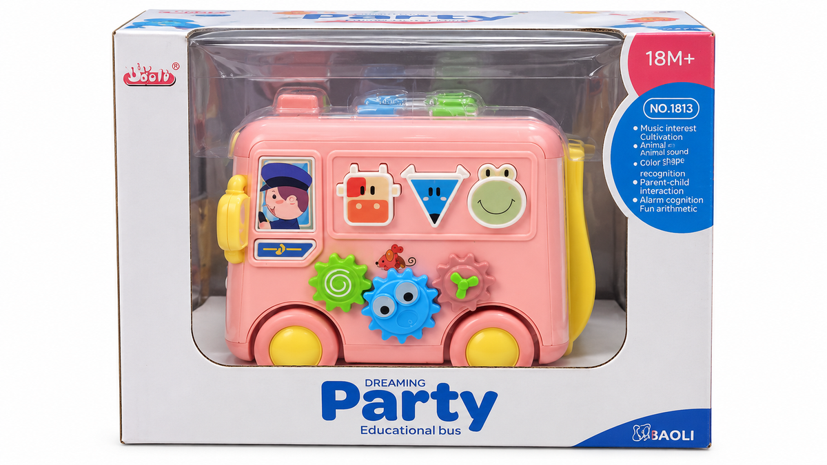 Baoli Dreaming Party Educational Bus Interactive Learning Toy – Pink 18M+