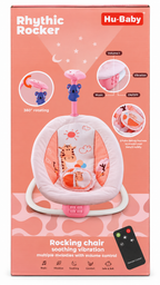 Hu-Baby Rhythmic Rocker Baby Rocking Chair with Soothing Vibration, Music & Projector – Pink | 0M+