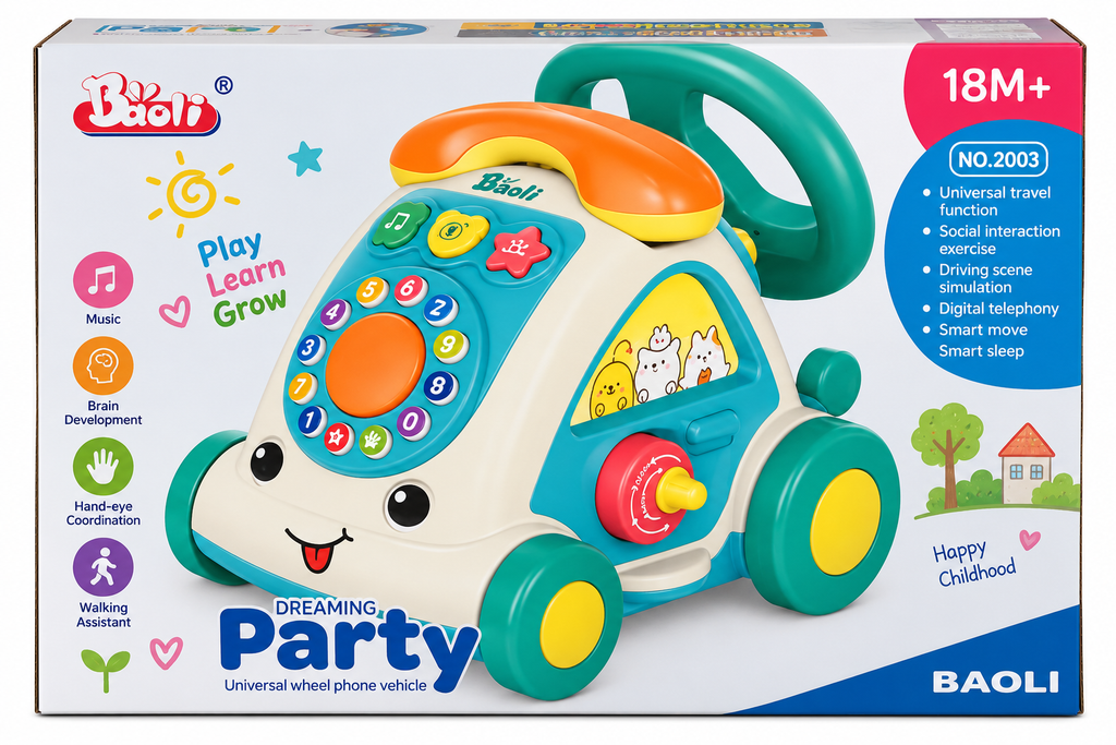 Baoli Dreaming Party Universal Wheel Phone Vehicle – Interactive Musical Toy Car 18M+
