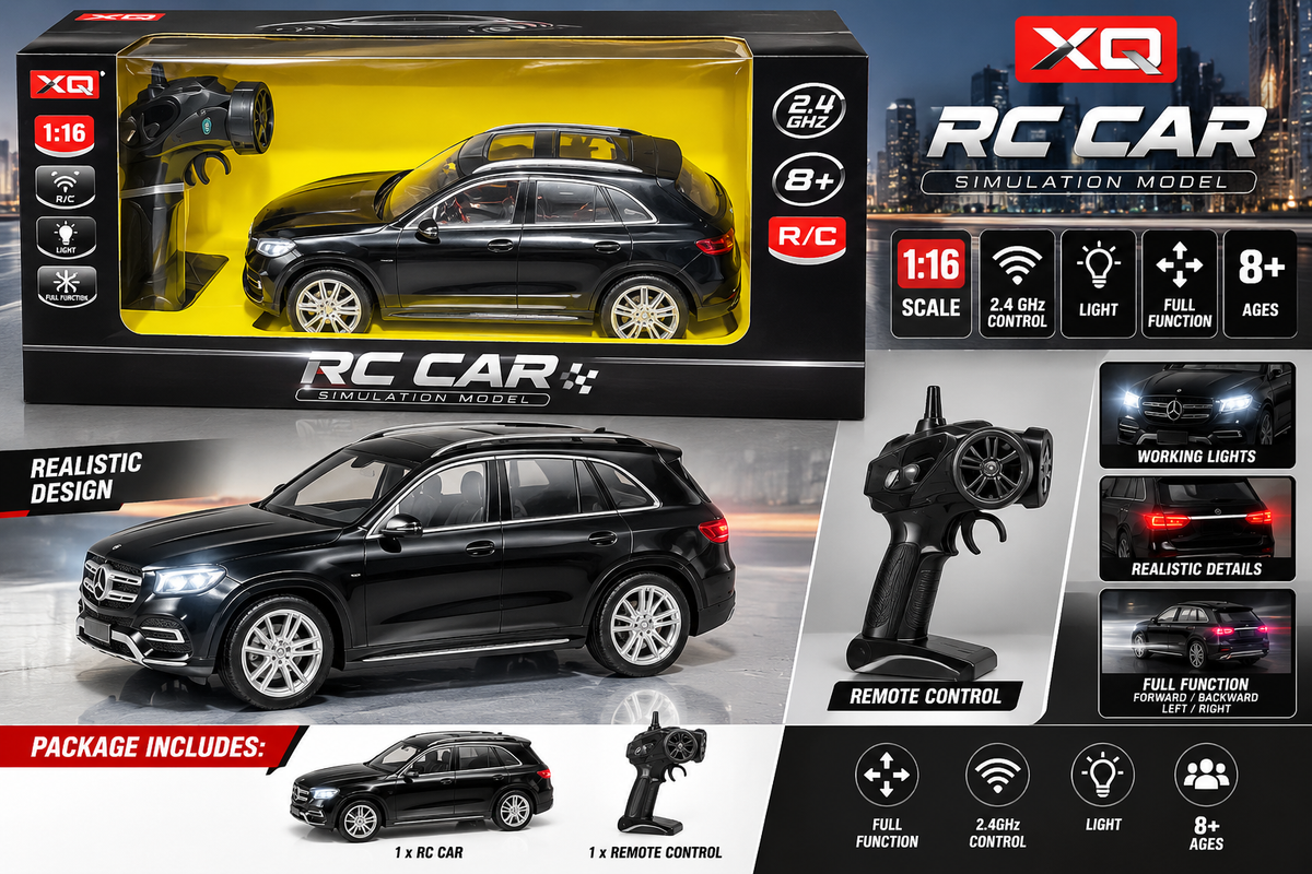 XQ 1:16 Scale 2.4GHz Full Function Remote Control SUV Car – Black 8Y+