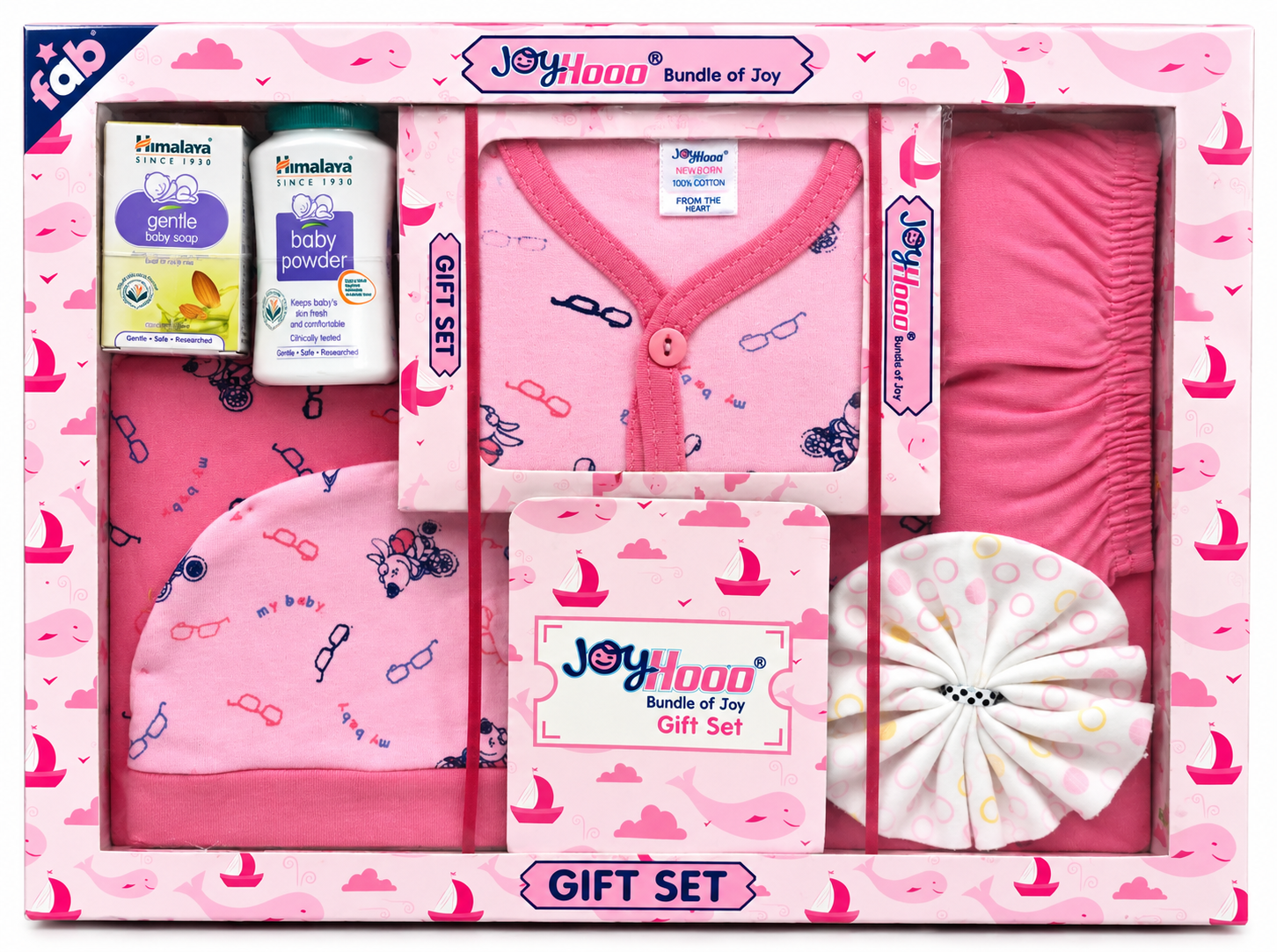 JoyHood Bundle of Joy Newborn Baby Gift Set with Clothing & Himalaya Baby Care Essentials – Pink