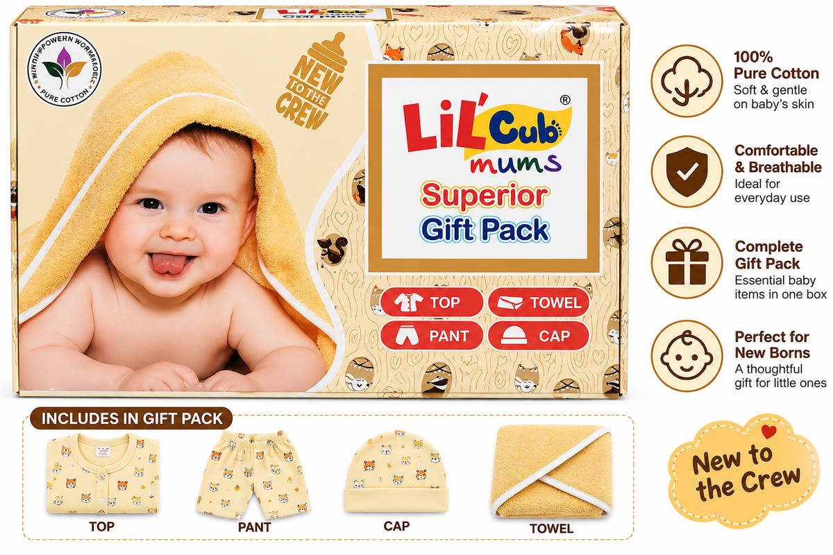 Lil Cub Mums Love Cotton Newborn Baby Clothing & Care Gift Set with Cap – Unisex