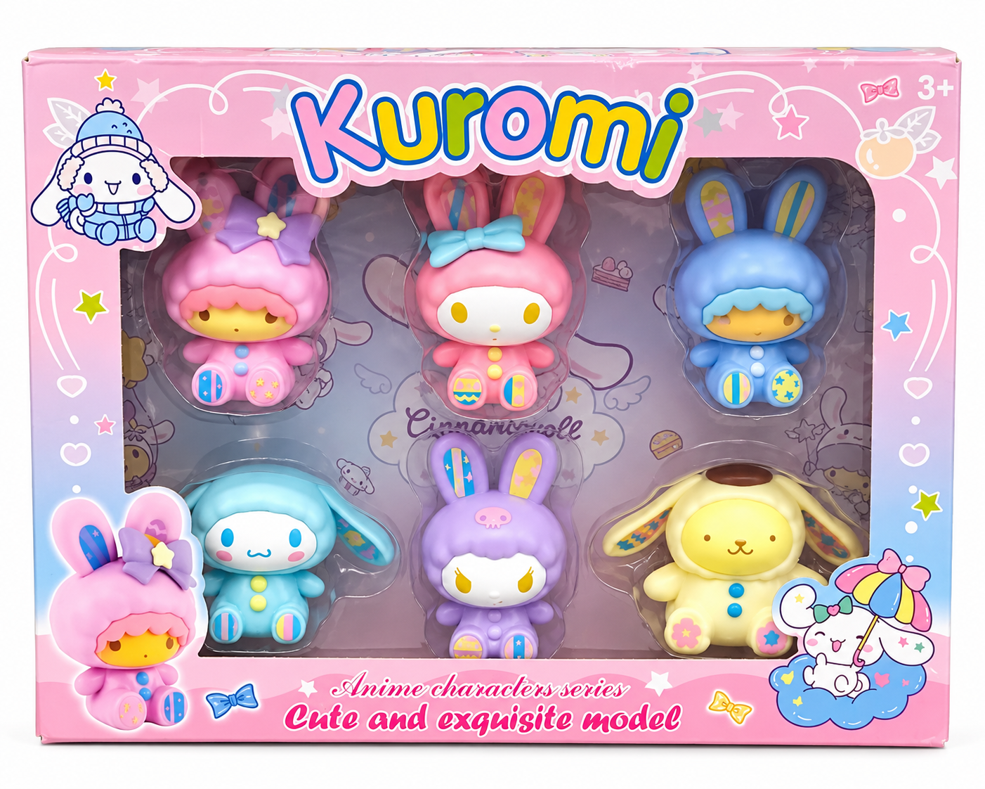 Kuromi & Friends Cute Anime Character Figure Set – 6 Collectible Figures for Kids