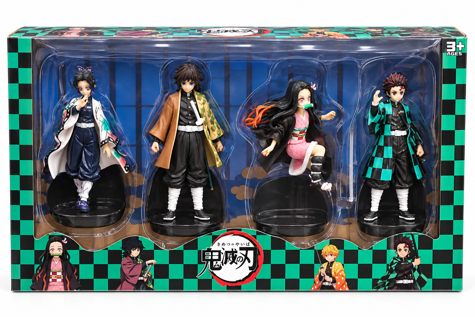 Demon Slayer 4-Piece Anime Action Figure Set – Tanjiro, Nezuko & Character Collectibles