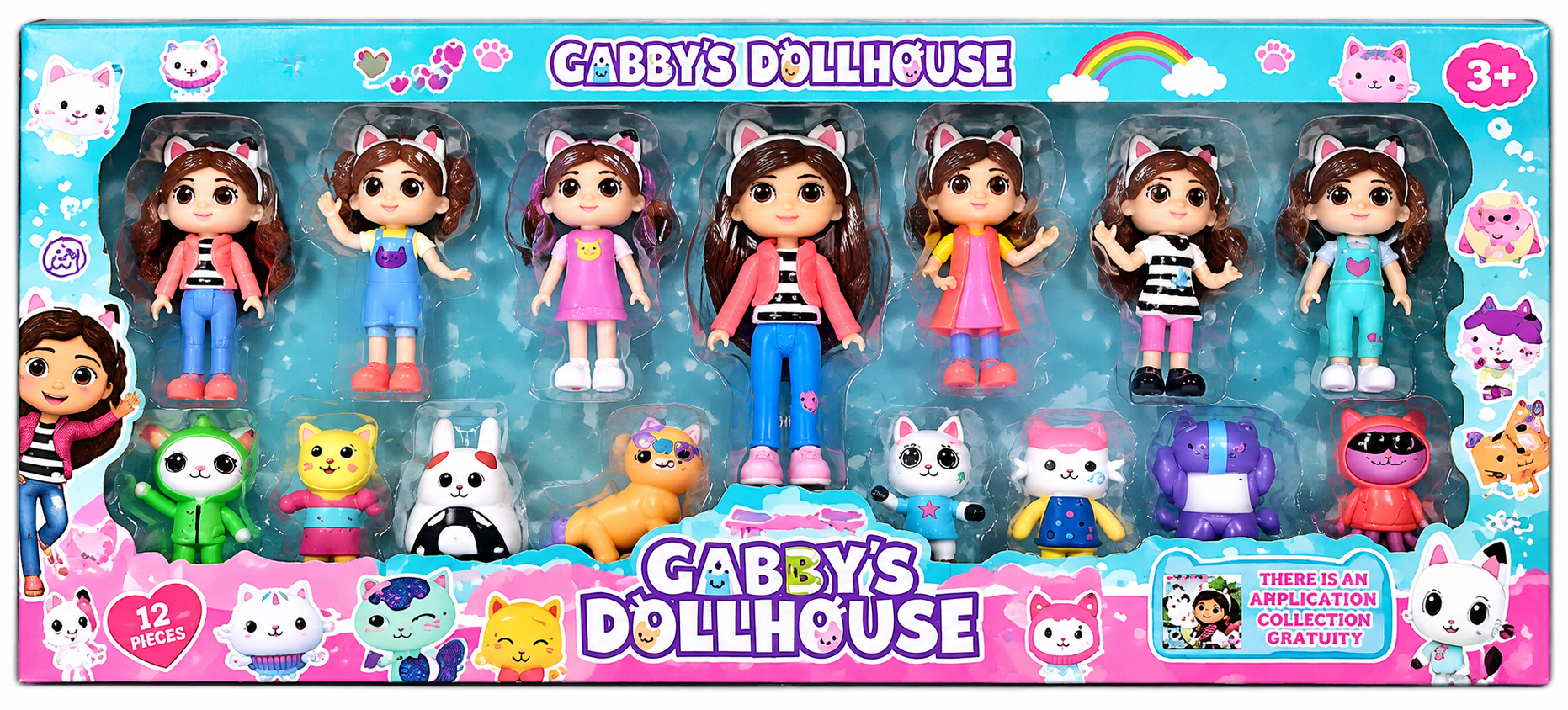 Gabby’s Dollhouse 12-Piece Character Figure Set – Gabby & Cute Kitty Friends Collectible Toys