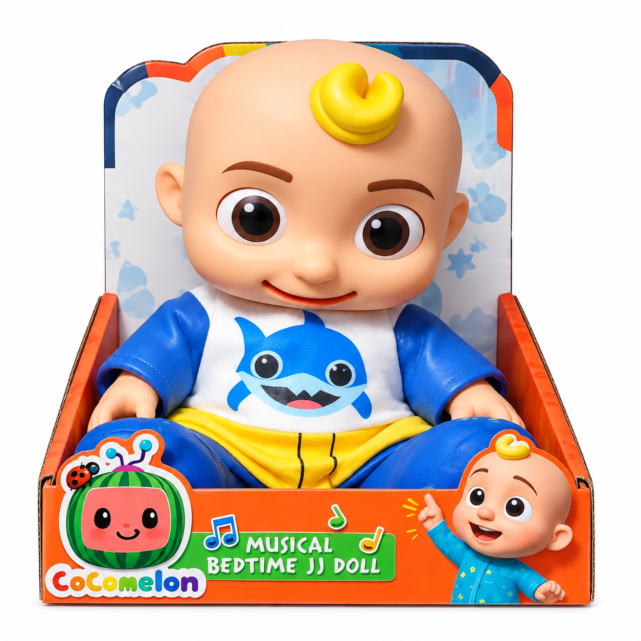 Cocomelon Musical Bedtime JJ Doll – Soft Baby Character Doll with Music