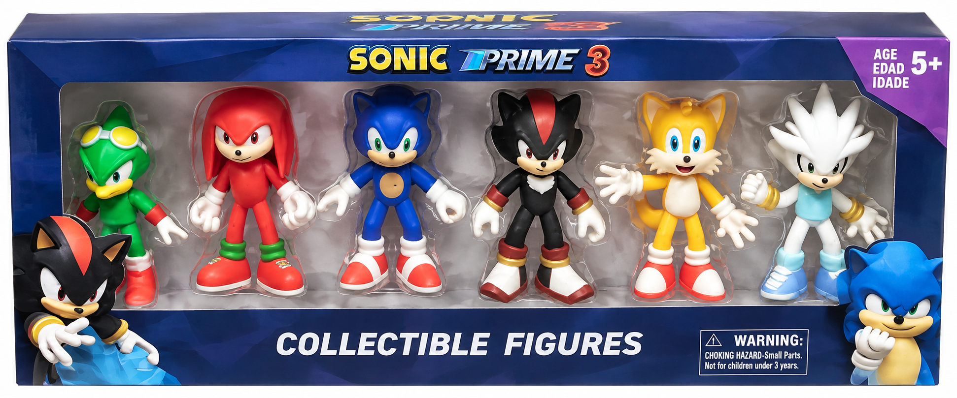 Sonic Prime 3 Collectible Figures – 6-Piece Sonic Character Action Figure Set