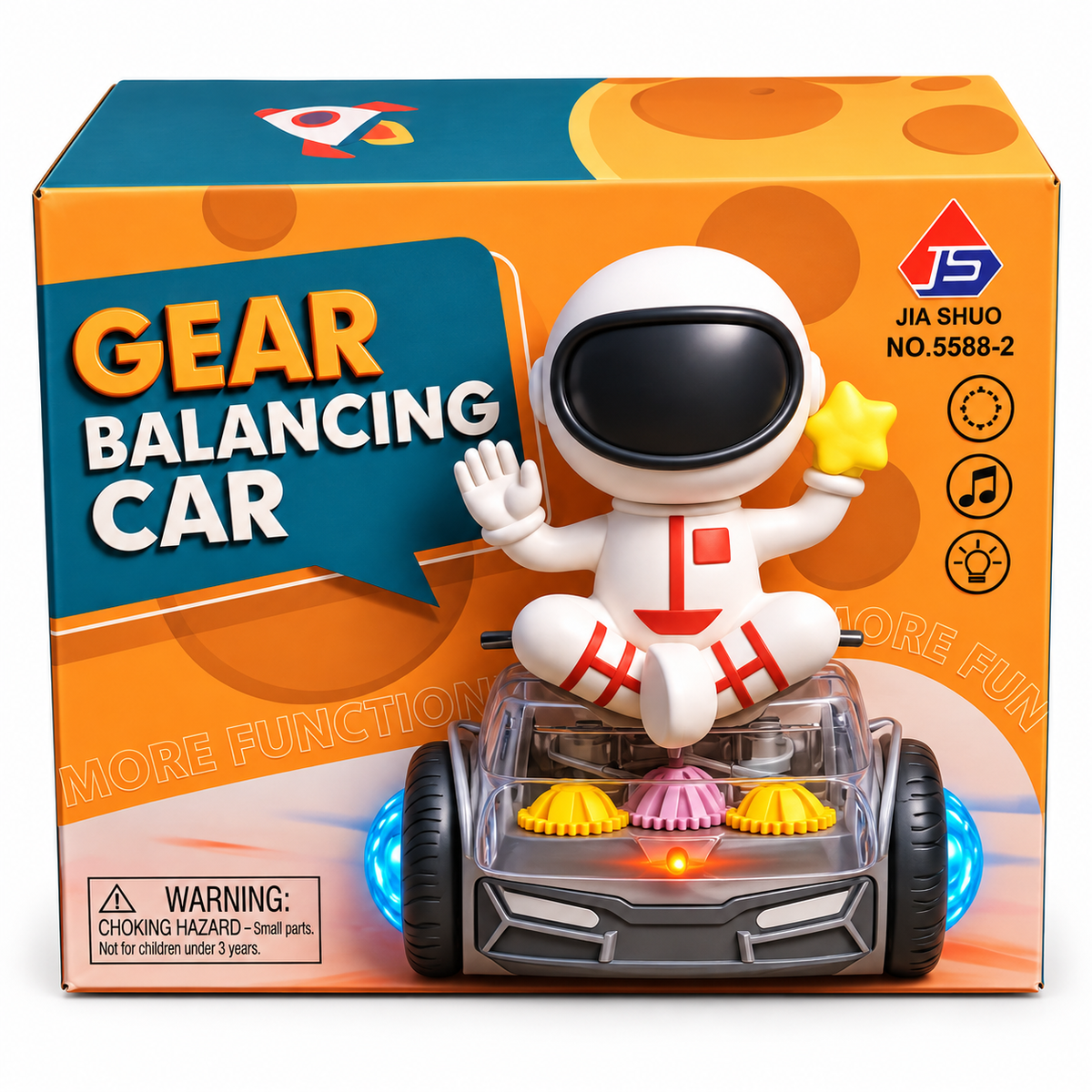 Gear Balancing Astronaut Car – Battery Operated Musical Light-Up Stunt Toy for Kids