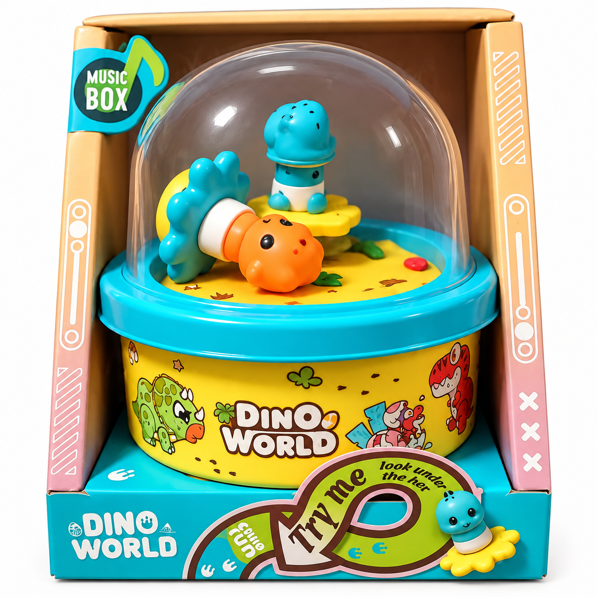 Dino World Dinosaur Music Box – Rotating Musical Toy with Dome for Kids