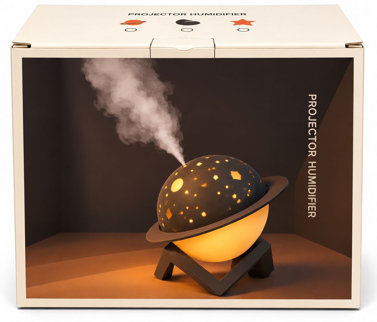 Saturn Planet Projector Humidifier – USB Night Light with Star Projection & Cool Mist