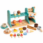 Kids Wooden Ice Cream & Coffee Machine Pretend Play Set – 36+ Months