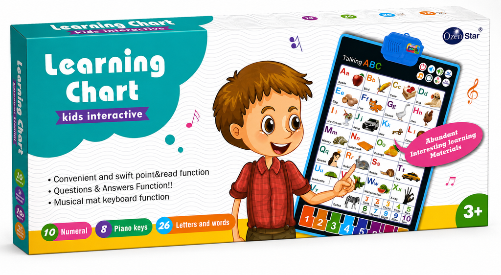 Ozen Star Kids Interactive Learning Chart – Talking ABC, Numbers, Piano Keys & Question Answer Educational Toy