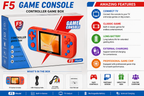 F5 Portable Game Console with Classic Games, TV Support & Long Battery