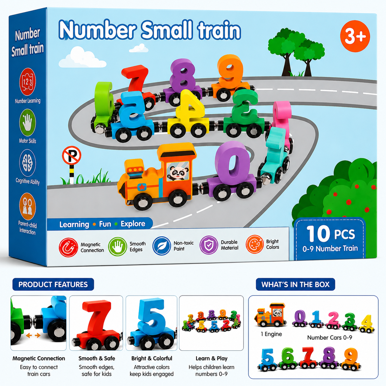 Magnetic Number Train 0–9 Educational Learning Toy for Kids