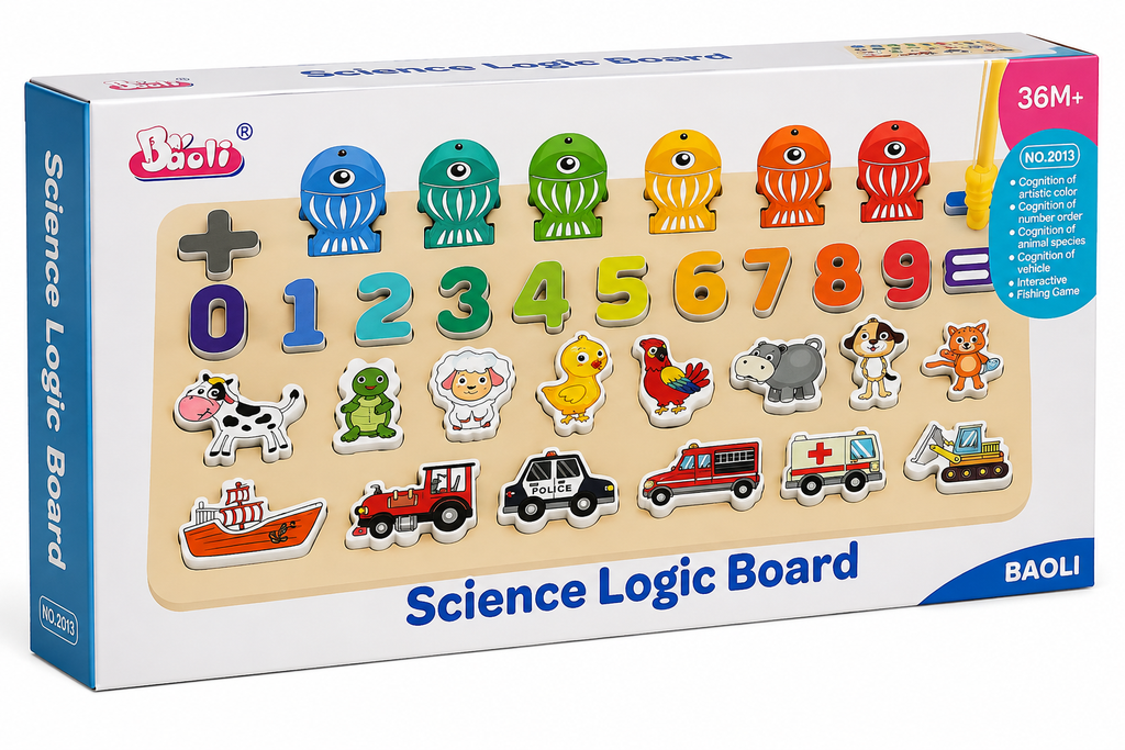 BAOLI Science Logic Board Wooden Educational Learning & Fishing Game for Kids – 36M+