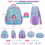 VEST 12 Inch Mermaid Kids Backpack – Underwater Theme School Bag | 3–6 Years