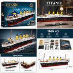 Titanic Cruise Ship Building Blocks Set 1607 Pieces 2-in-1 Ship Model Construction Kit Ages 8+