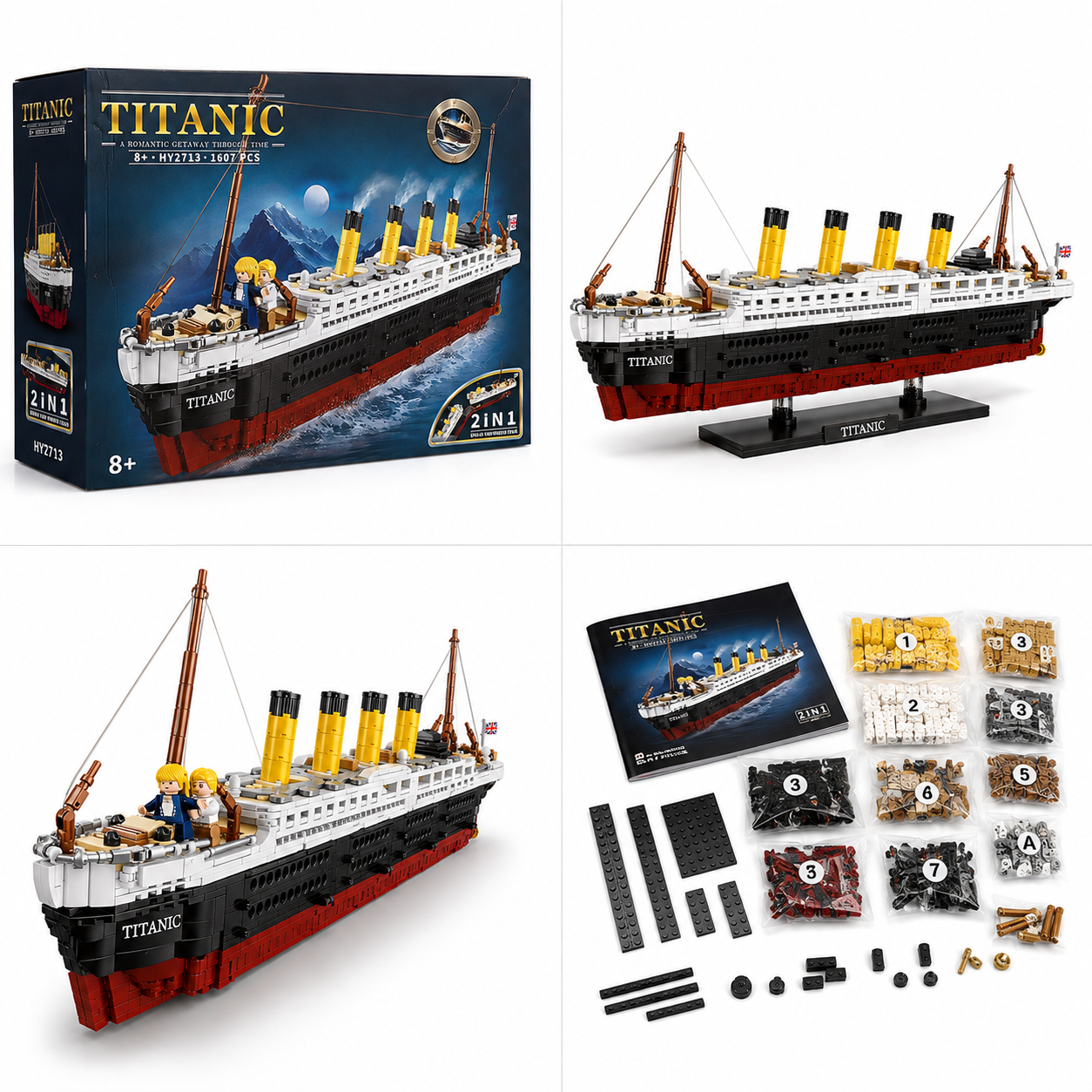Titanic Cruise Ship Building Blocks Set 1607 Pieces 2-in-1 Ship Model Construction Kit Ages 8+