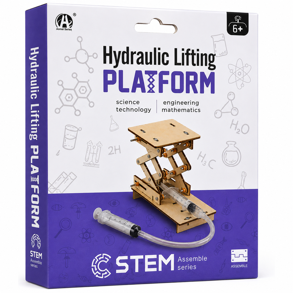 Hydraulic Lifting Platform STEM Science DIY Kit  Wooden Hydraulic Lift Model Educational Engineering Toy