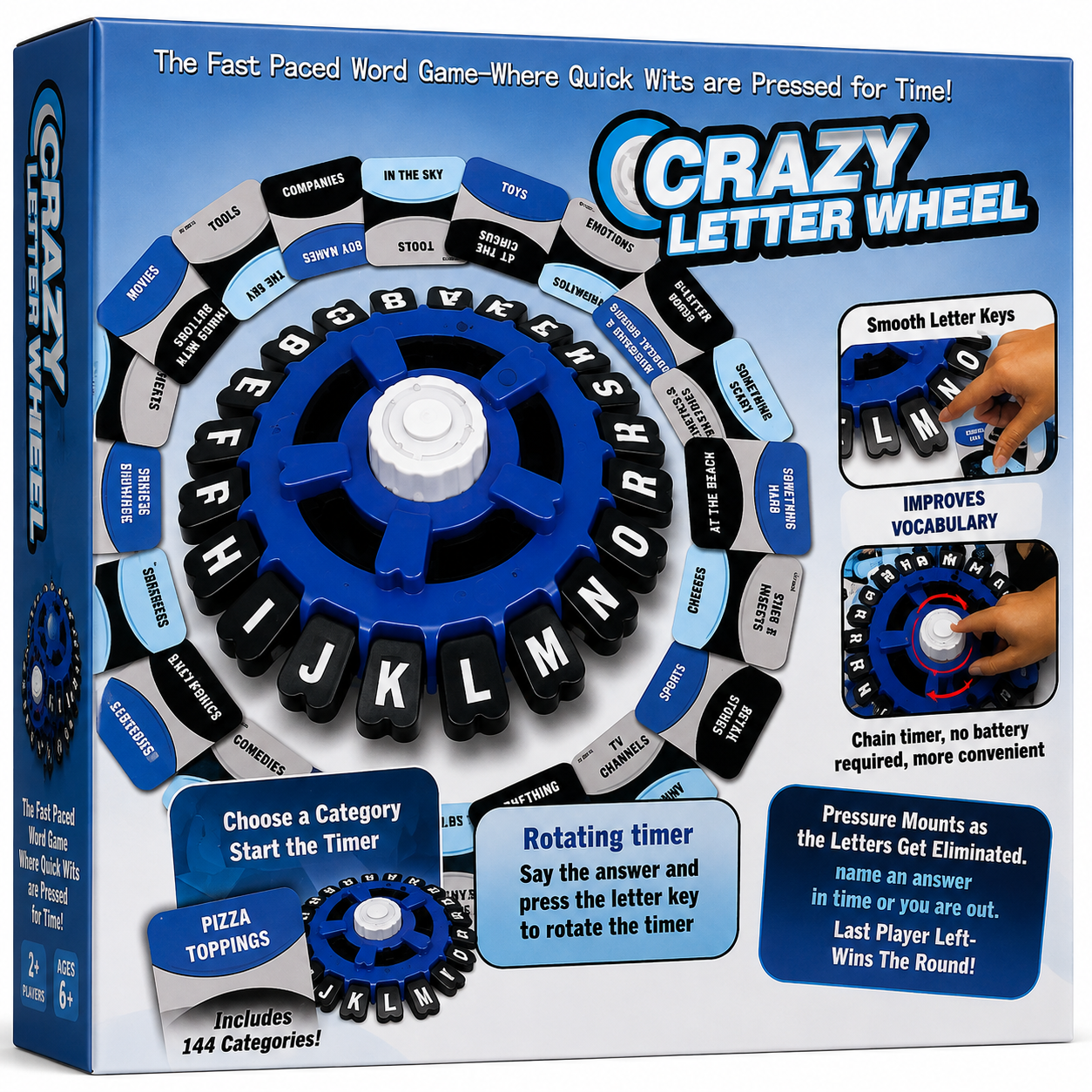 Crazy Letter Wheel – Fast-Paced Family Word Game Educational Party Board Game for Kids & Adults