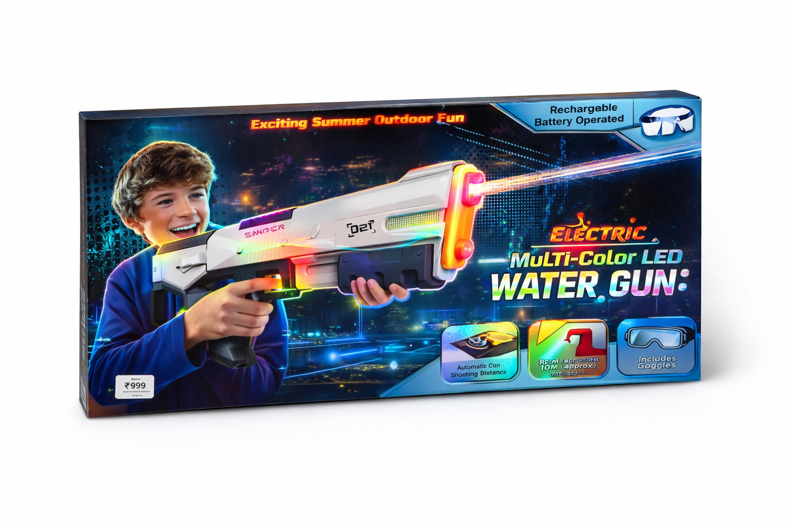 Electric LED Water Gun â€“ Automatic Summer Water Blaster with Goggles
