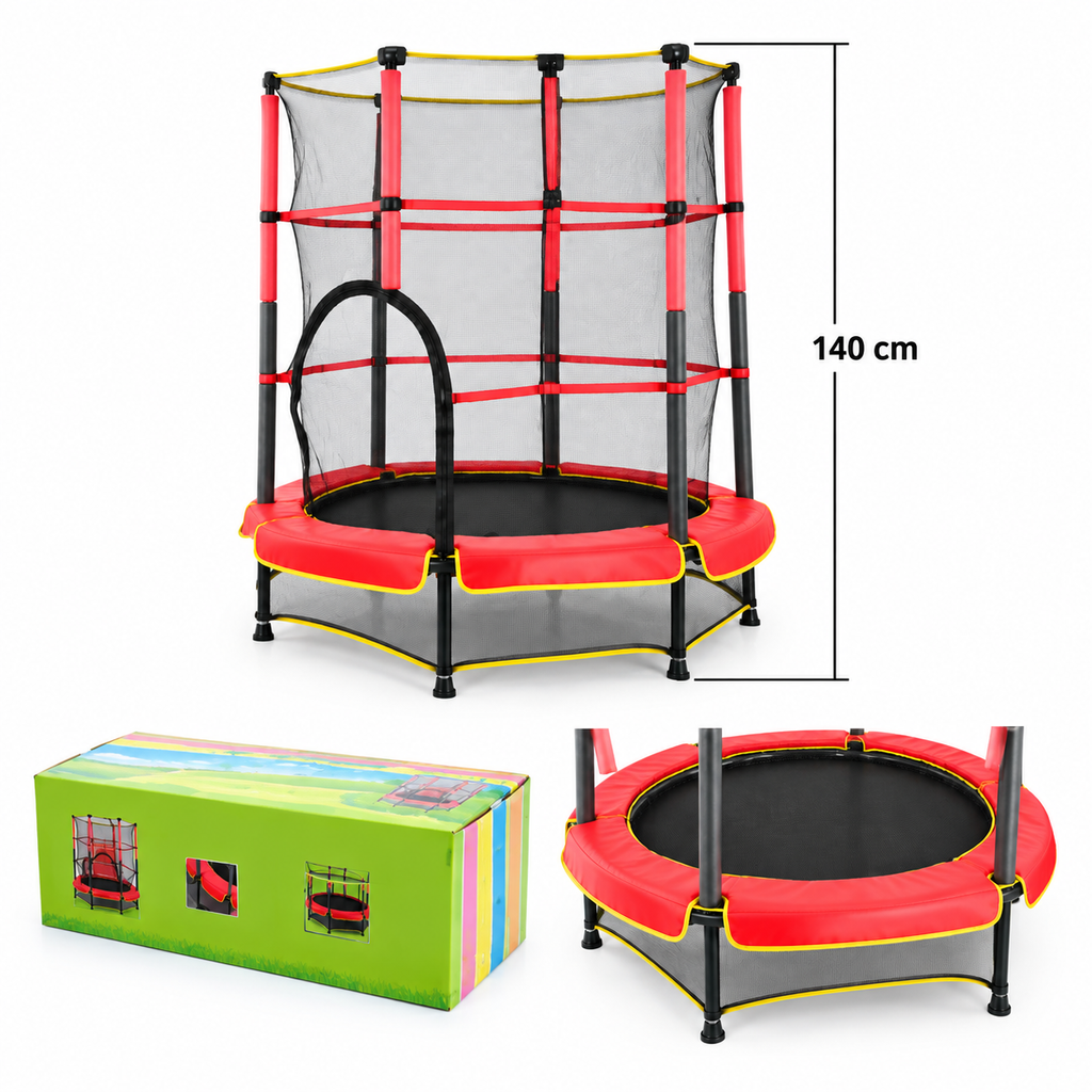 My First Trampoline with Safety Enclosure – Kids Recreational Trampoline | 140 cm Height