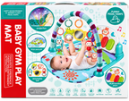 Bibiinn Baby Gym Play Mat with Multi-Function Piano, Hanging Rattles & Mirror – 0+ Months