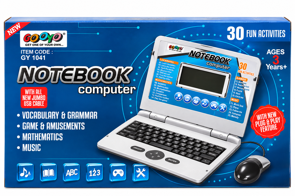 Gooyo Kids Educational Notebook Computer – 30 Fun Learning Activities with USB Cable | 3+ Years