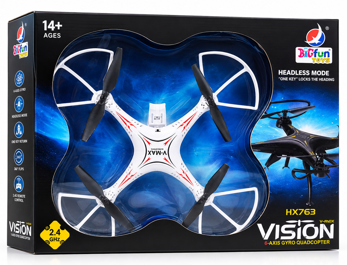 BigFun V-MAX HX763 6-Axis Gyro RC Quadcopter Drone with 2.4GHz Remote Control