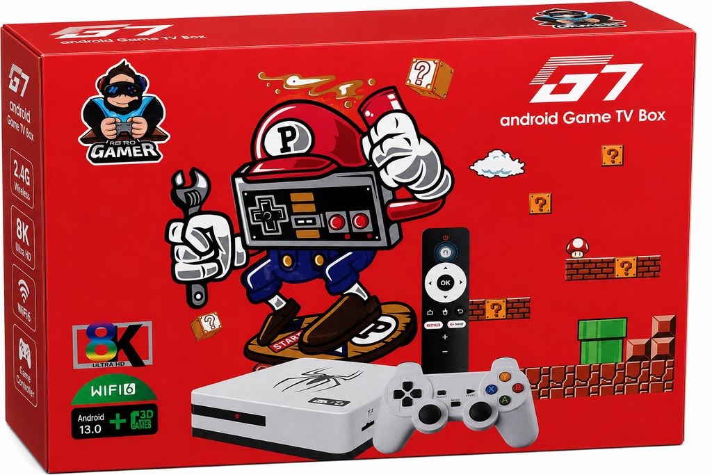 G1 Android Game TV Box with 8K Ultra HD, Wi-Fi 6 & Gaming Controller
