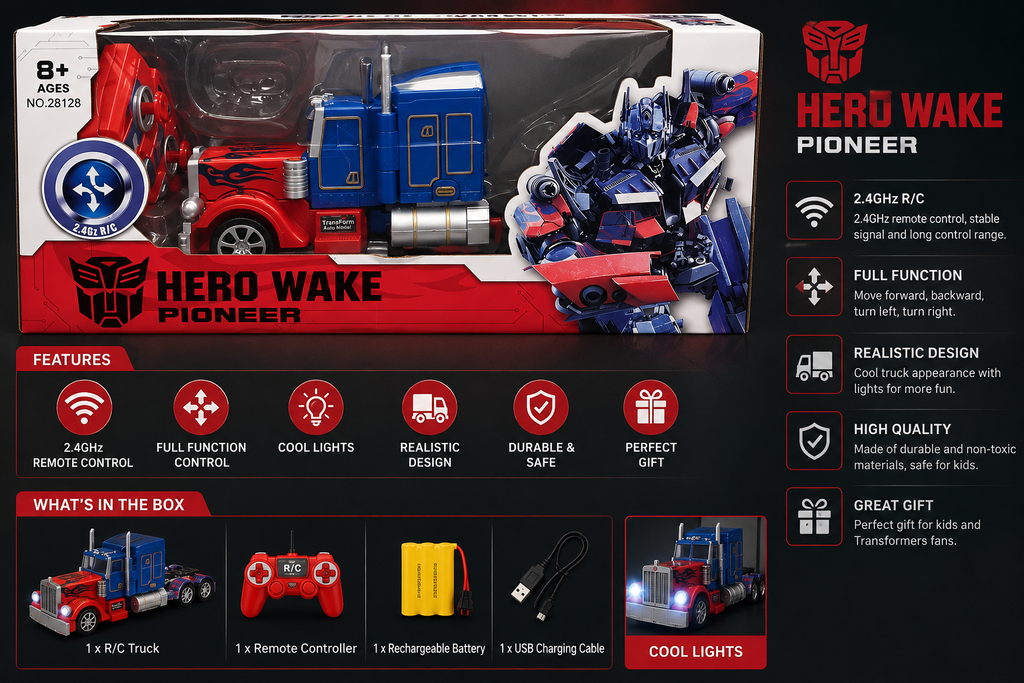 Hero Wake Pioneer Transforming RC Truck to Robot – 2.4GHz Remote Control | Model 28128