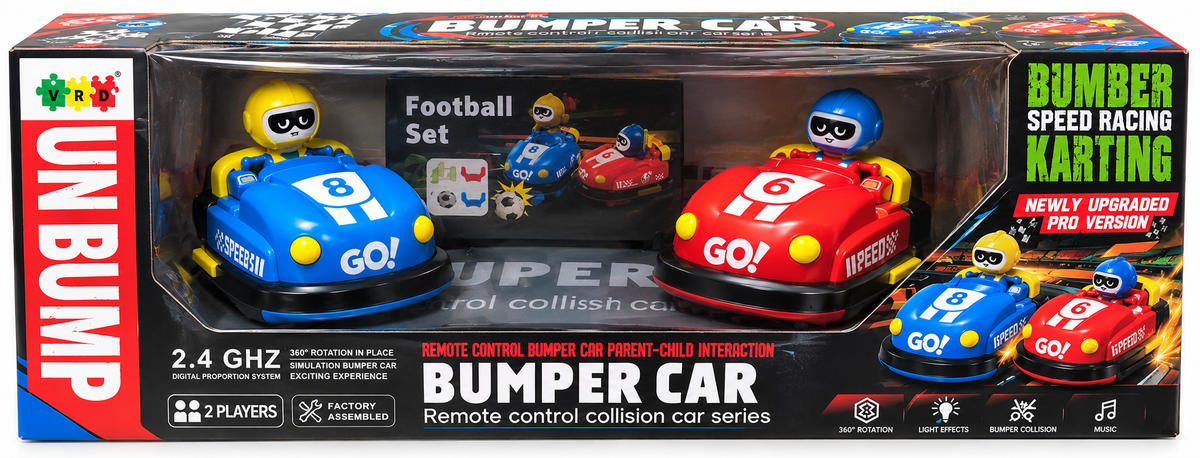 Remote Control 2.4GHz Bumper Car Set – 2 Player Football Racing & Collision Cars