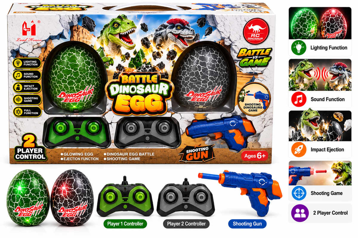 Battle Dinosaur Egg Remote Control Shooting Game – 2 Player Set with Shooting Guns
