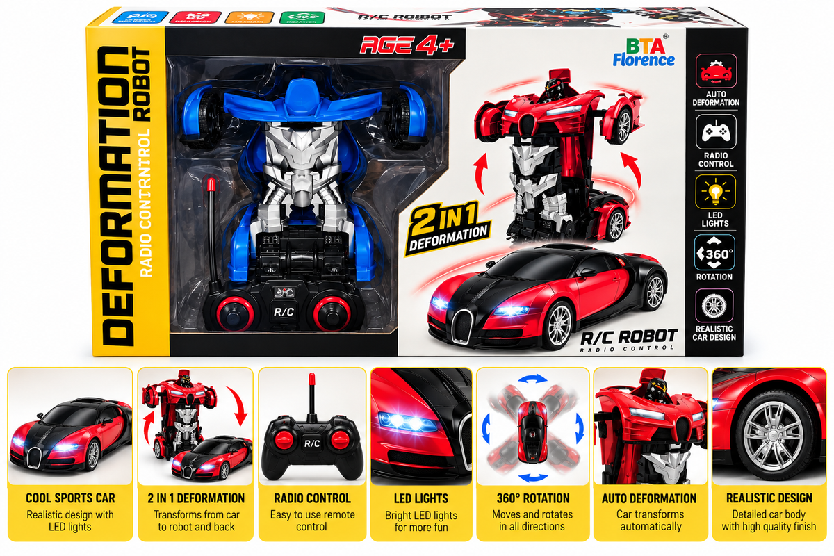 Deformation Robot RC Car 2-in-1 Radio Control Transforming Toy for Kids 4+ Years
