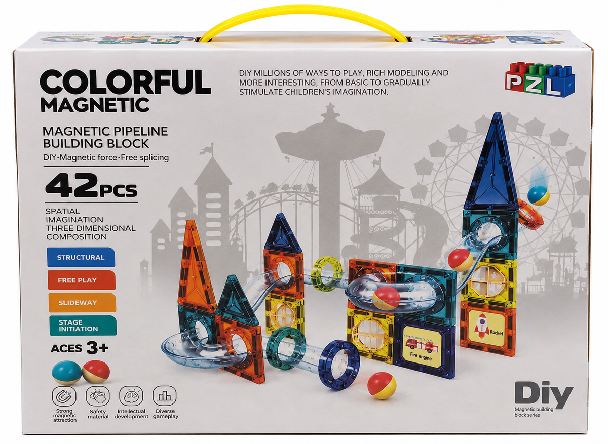 Colorful Magnetic Pipe Building Blocks 42 Pcs DIY Construction Set for Kids 3+