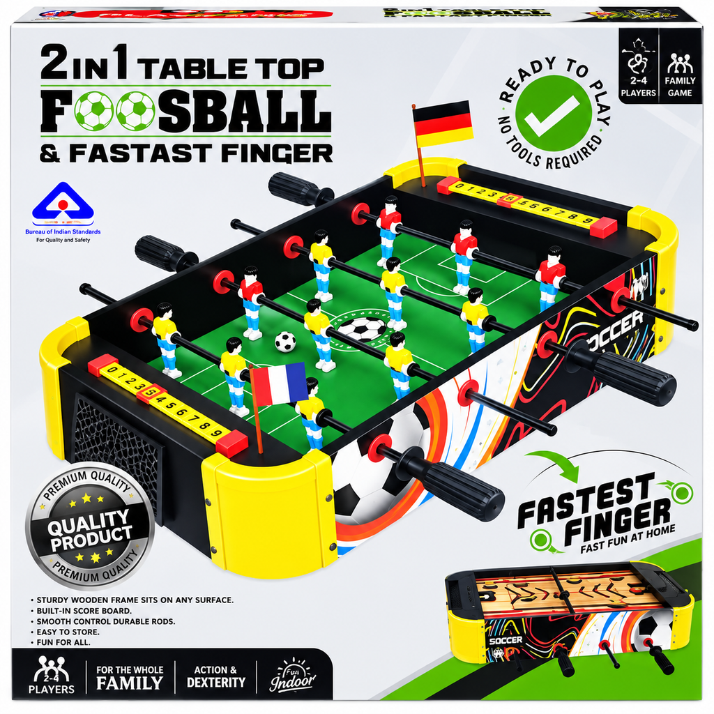 Itoys 2-in-1 Table Top Foosball & Fastest Finger Game for Kids & Family Indoor Football Game