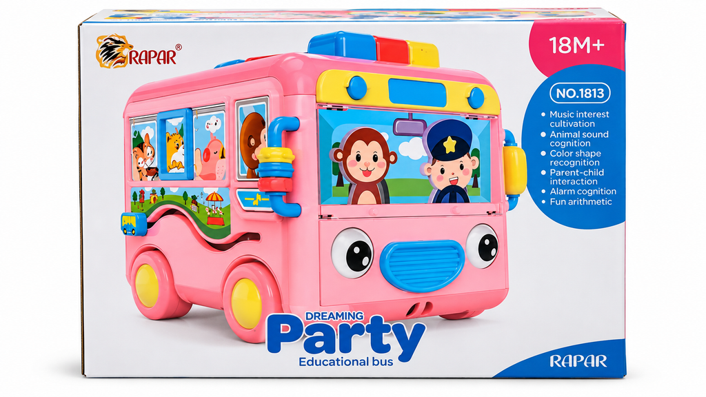 Baoli Dreaming Party Educational Bus Interactive Learning Toy – Pink 18M+