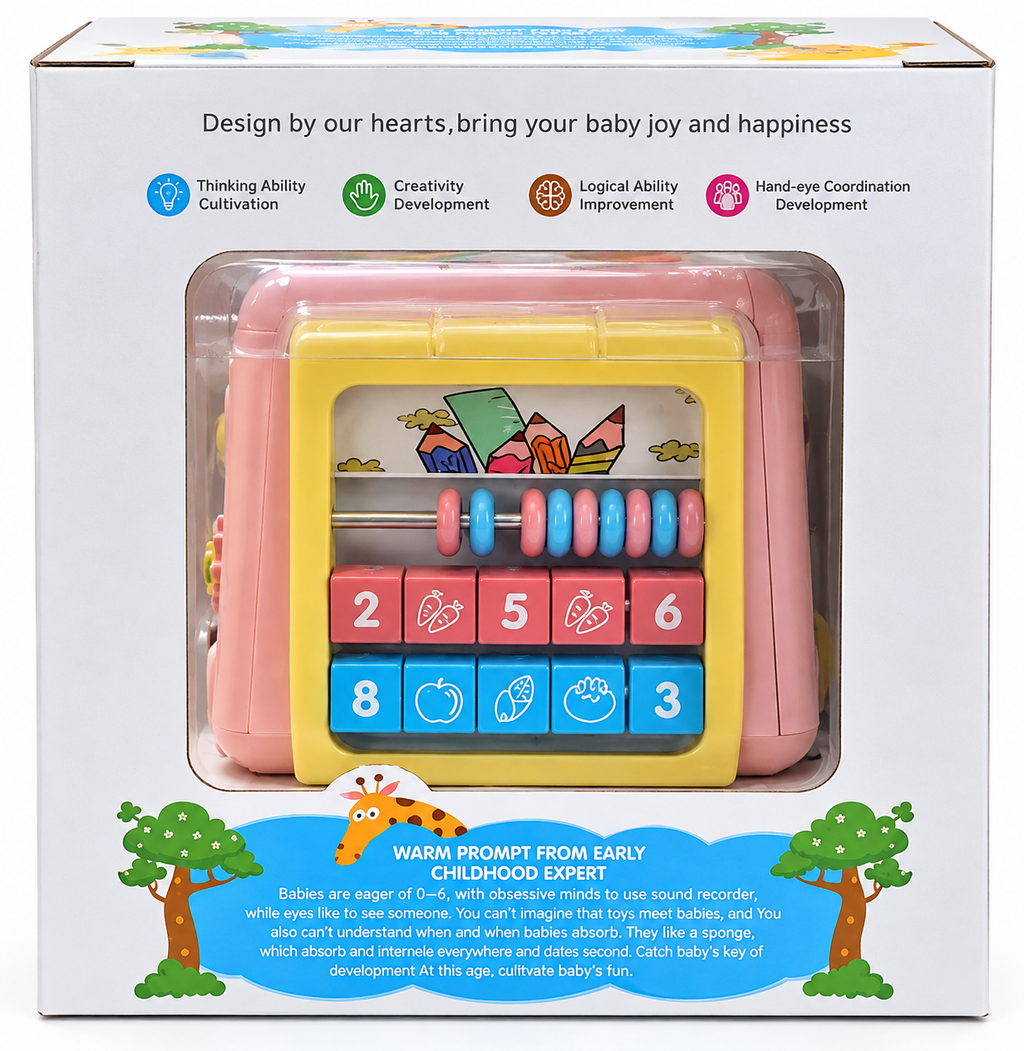 Baoli Dreaming Party Educational Bus Interactive Learning Toy – Pink 18M+