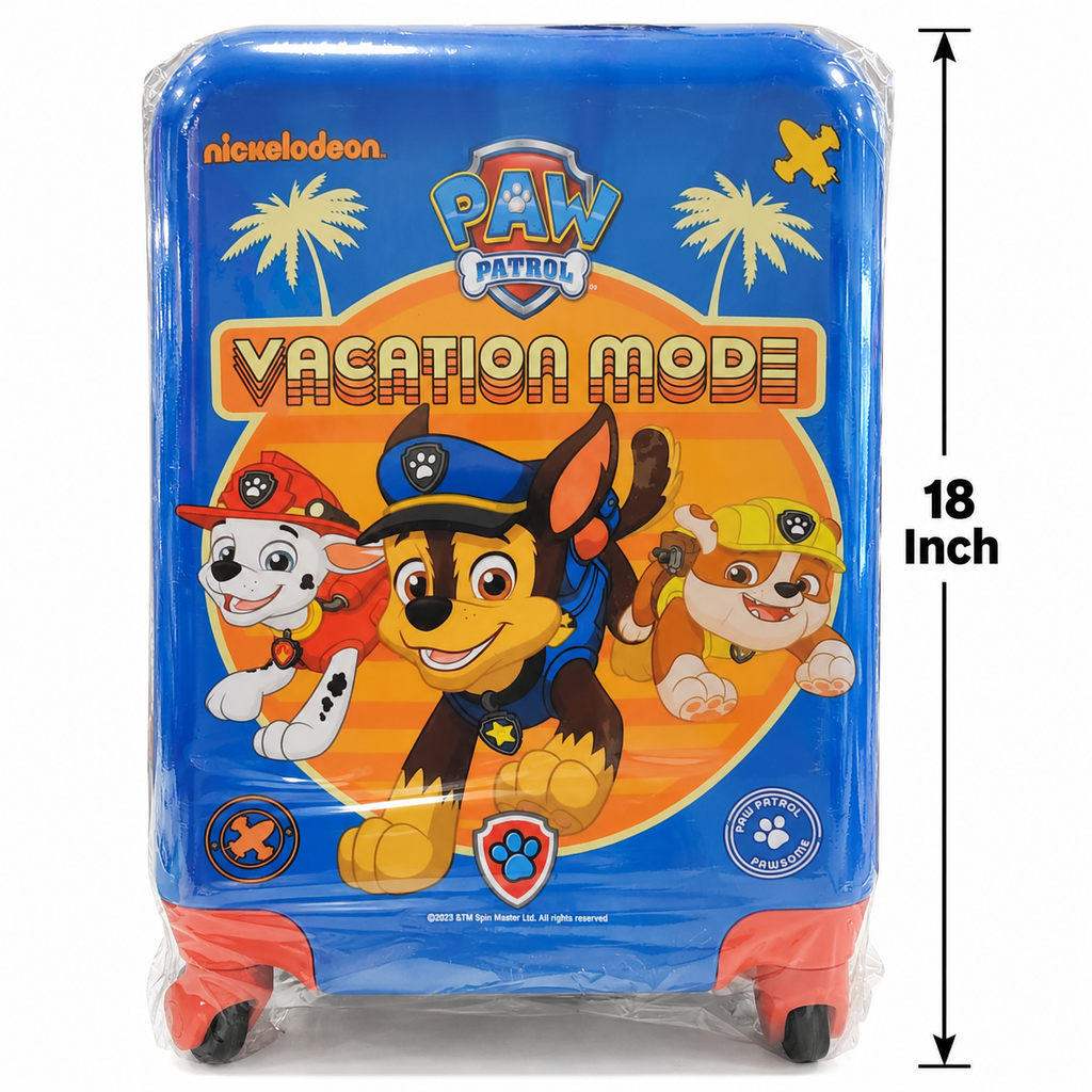 PAW Patrol Vacation Mode Kids Trolley Suitcase – 18 Inch Blue