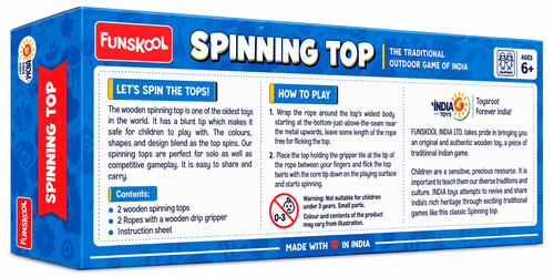 Funskool Spinning Top Traditional Outdoor Game | Colourful Classic Indian Toy for Kids Ages 6+