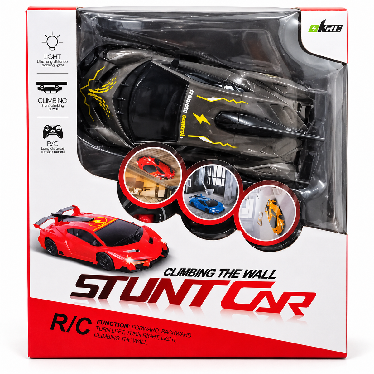 KRC RC Wall Climbing Stunt Car with Remote Control, LED Lights