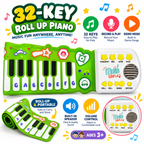 32-Key Roll-Up Piano for Kids | Portable Flexible Electronic Keyboard with Recording, Demo Songs & Music Functions