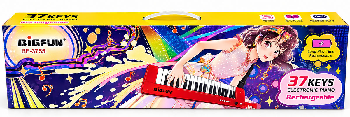 BigFun BF-3755 37-Key Rechargeable Electronic Piano Keyboard for Kids | Portable Musical Keyboard